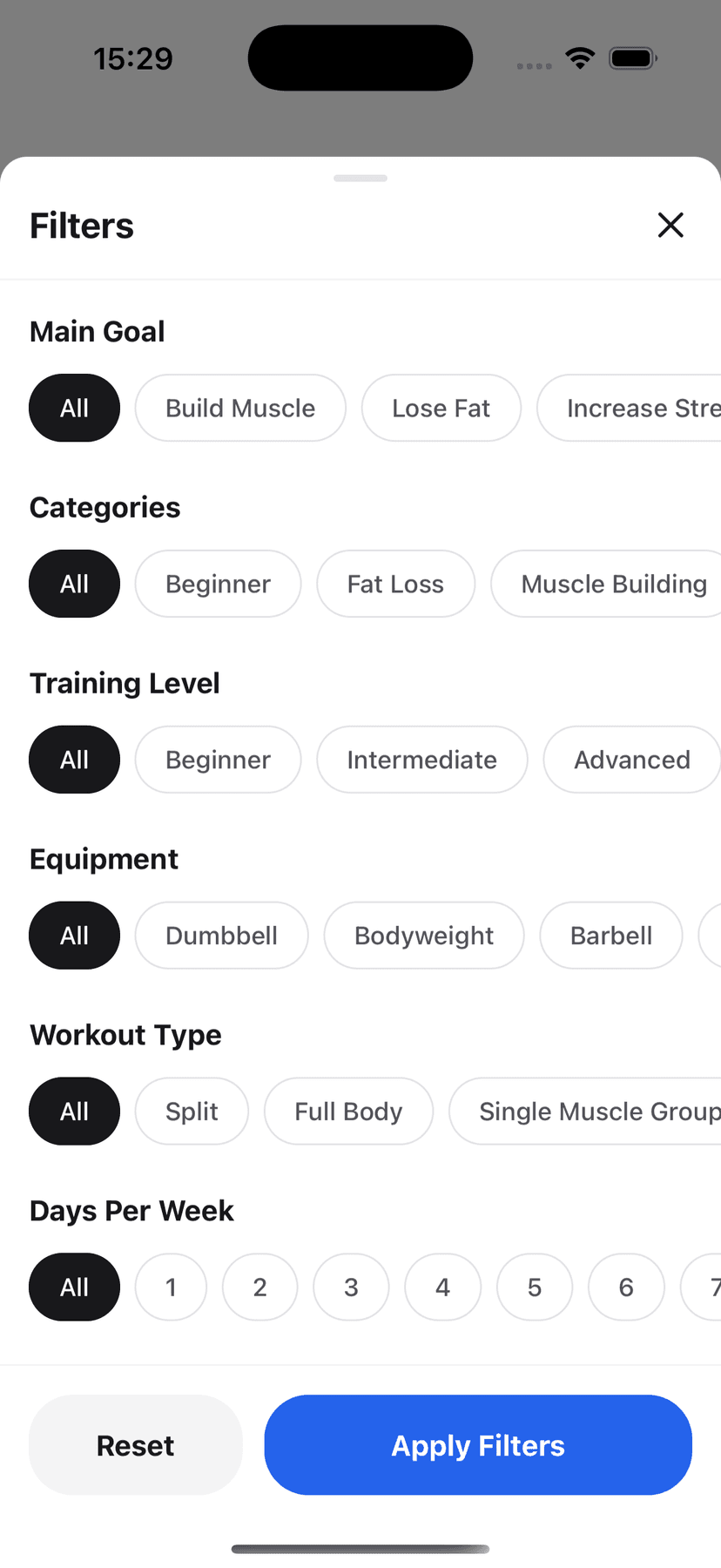 Curated program filters