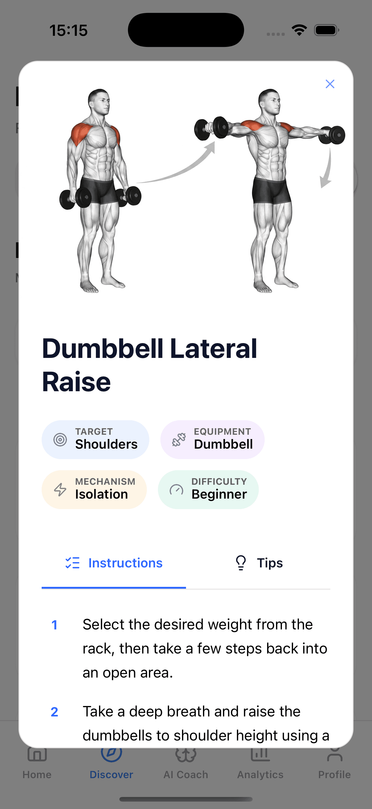 Exercise library with form tips